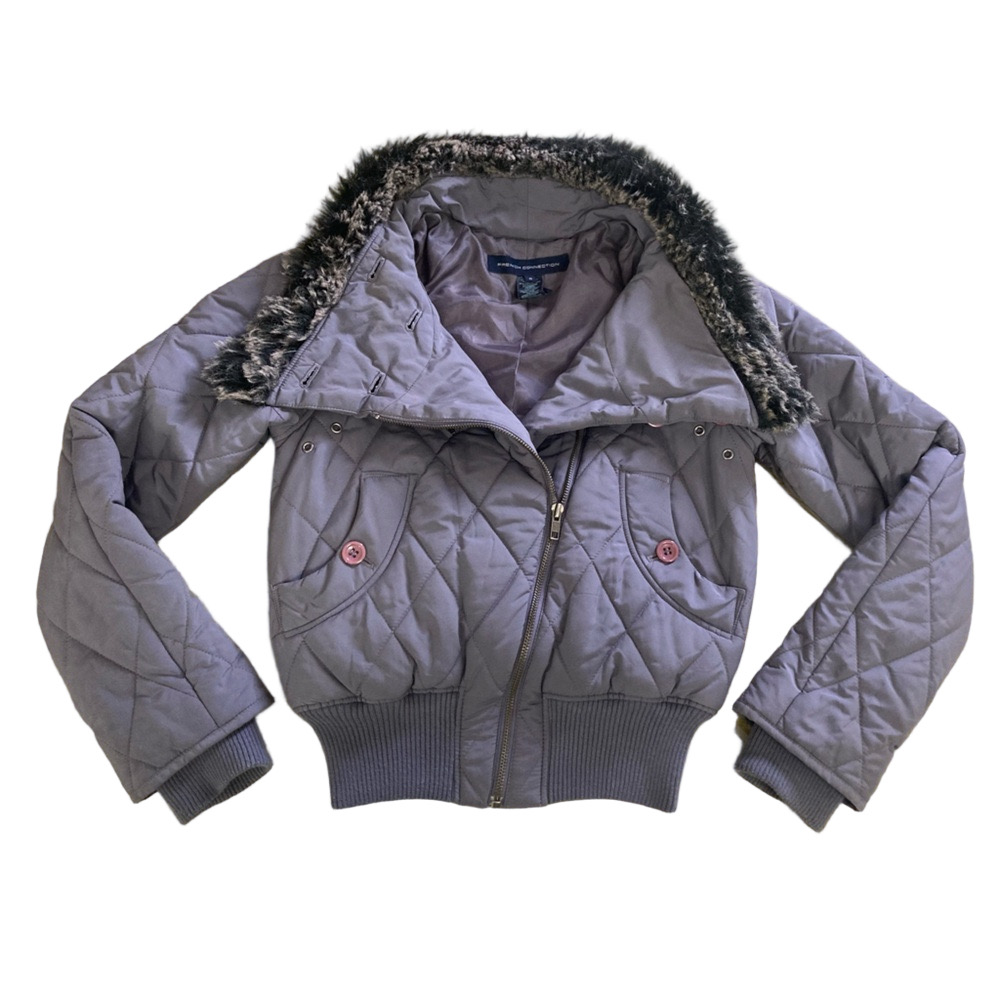 Vintage French Connection Cropped Bomber Style Puffer Jacket - Picture 5 of 6